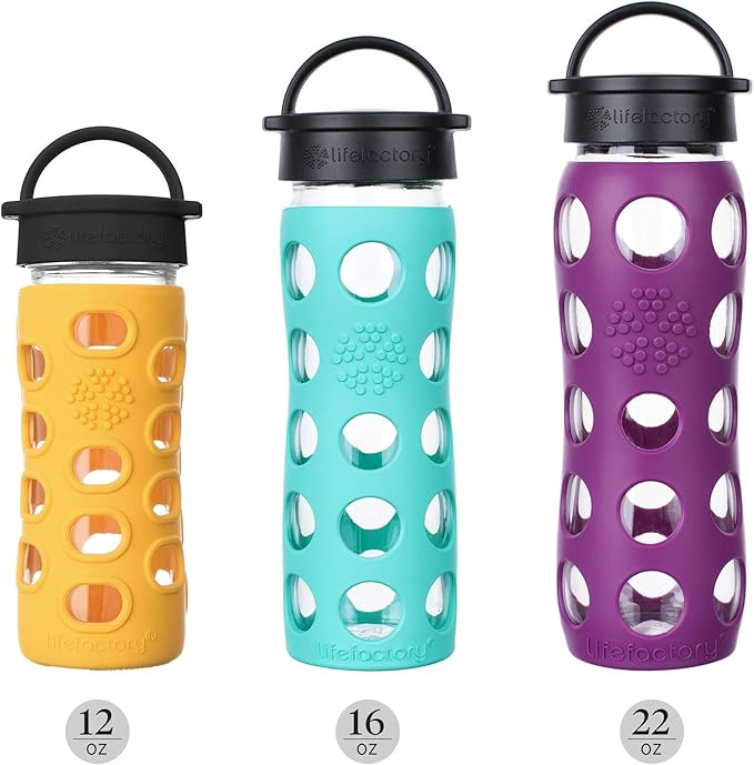 Lifefactory 22-Ounce BPA-Free Glass Water Bottle with Classic Cap and Protective Silicone Sleeve, Teal Lake