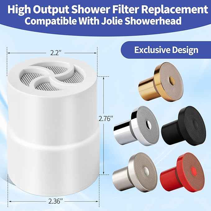 High Output Shower Filter Replacement Compatible With Jolie Filtered Showerhead & Shower Filter, For Hard Water Remove Chlorine And Other Impurities, 2 Pack