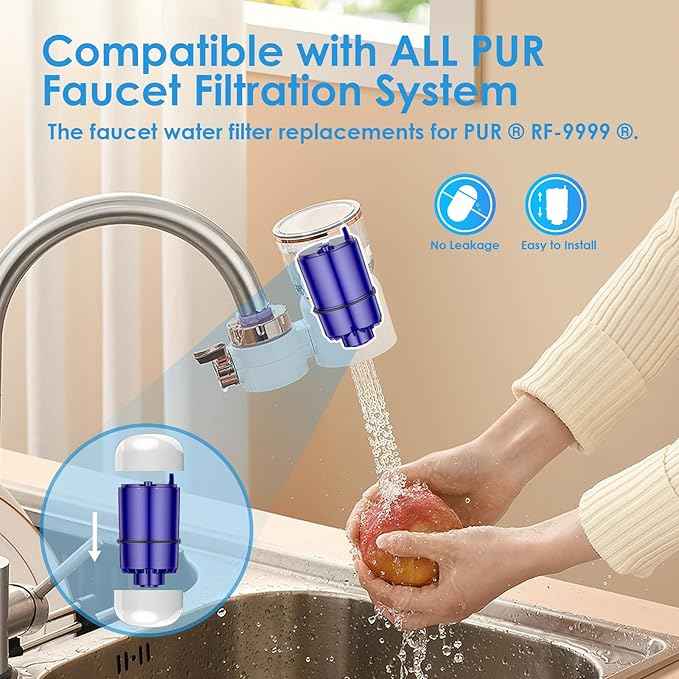 Faucet Water Filter Replacement Fit for All PUR, for PUR Plus Faucet Filtration Systems, NSF Certified Water Filter Compatible with Pur RF-9999, 3 Pack