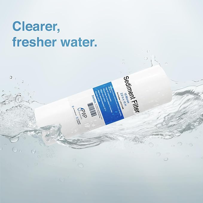 Sediment Water Filtration System with Clear 2.5X 10" Housing 3/4 "Ports, Removes Dirt, Sand, Silt and Rust
