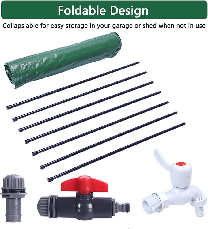 Outvita 100 Gallon Collapsible Rain Barrel, Rainwater Collection System, Portable Foldable Garden Water Storage Tank, Water Catcher with Filter Overflow Kit Faucet Green