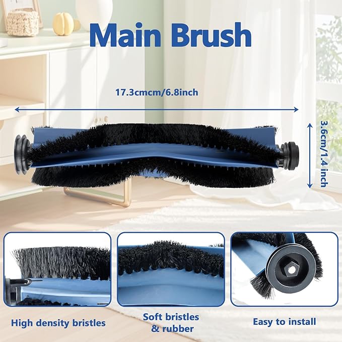 23 Pack X10 Pro Omni Replacement Parts Kit for Eufy X10 Pro Omni Robot Vacuum Accessories, 1 Main Roller Brush, 4 Hepa Filters, 4 Mop Pads, 6 Dust Bags, 6 Side Brushes, 1 Screwdriver 1 Clean Tool - AquaVibe