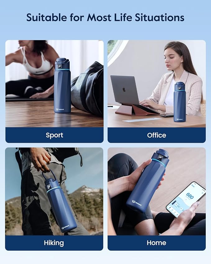 BOOST Smart Water Bottle with Reminder & Tracker, Double Wall Vacuum Insulated Bottles Stainless Steel, 32oz BPA-Free Wide Mouth for Gym, Office, School, Ideal Gift for Christmas, New Year