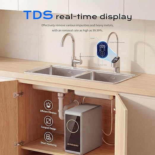 600G Reverse Osmosis Water Purifier, Under Sink RO System with Digital Faucet, 2:1 Pure-to-Drain Ratio, 3000L Total Capacity, Tankless Design, Filter Life Reminder