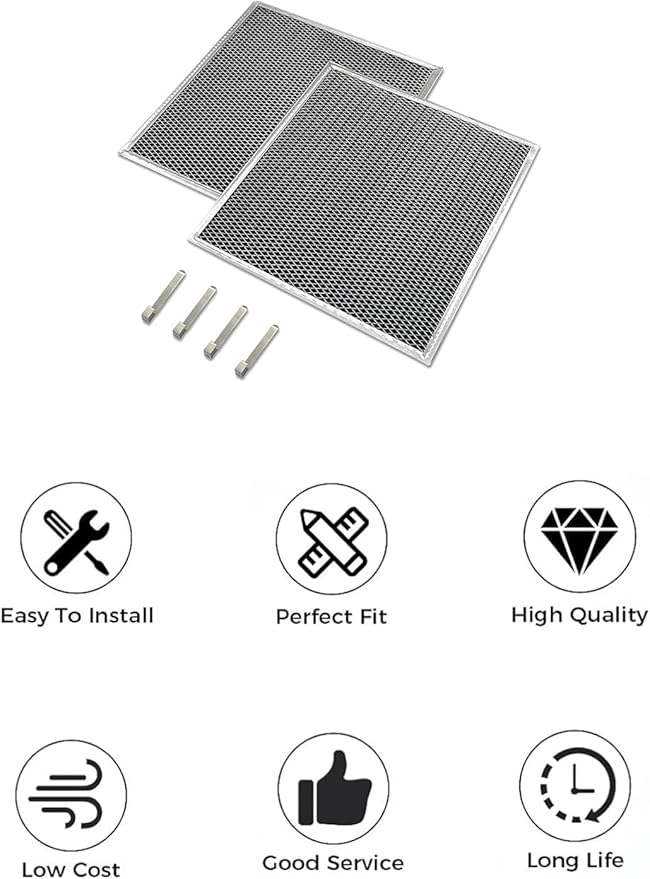 W10905734 Vent Hood Charcoal Filter Kit (30" Models) Compatible for Whirlpool. Replaces AP6050126, 4533728, PS12070219（1 box of 2, Double sided mesh） - AquaVibe