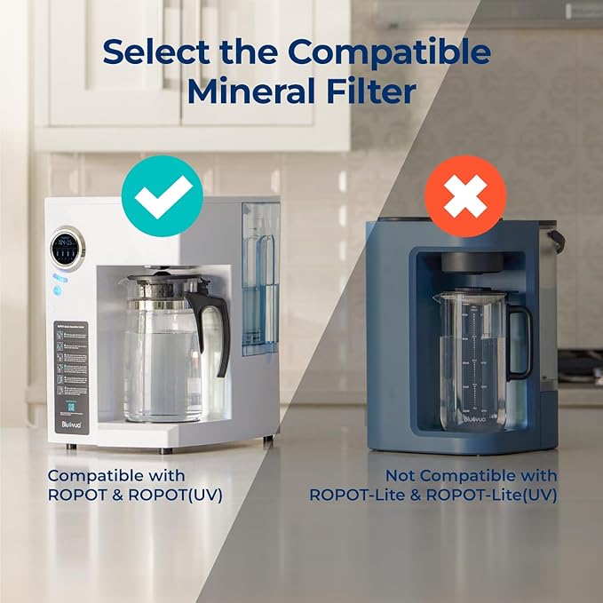 Bluevua Dual-Pack Remineralization Filters, One-Year Set for RO100ROPOT, Alkaline for Reverse Osmosis Filter, Remineralize and Increase pH for Pure Drinking Water