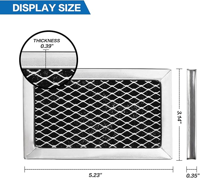 W10845250 W10892387 Microwave Charcoal Grease Filter Replaces for Whirlpool, Maytag, Amana Over-The-Range Microwave W10845250 4455038 AP6036051 PS11769323 5-1/4” X 3-1/4” X 3/8” (2 Pack)