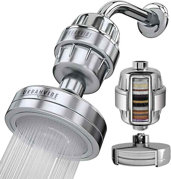 Urbanvibe Luxury Filtered Shower Head Set 20+3 Stage Shower Filter for Hard Water - Removes Chlorine and Harmful Substances - Showerhead Filter High Output
