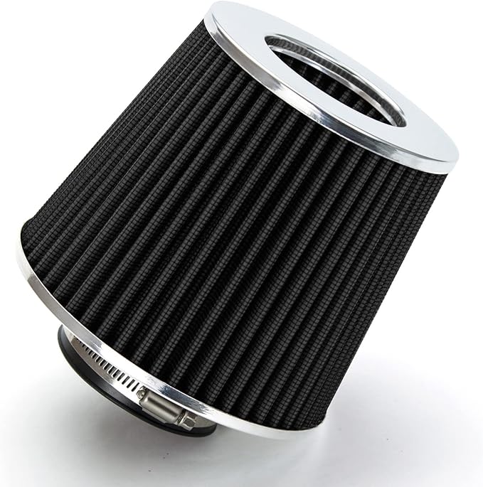 BLACK 3" 76 mm Inlet Cold Air Cone Replacement Performance Washable Clamp-On Dry Air Filter
