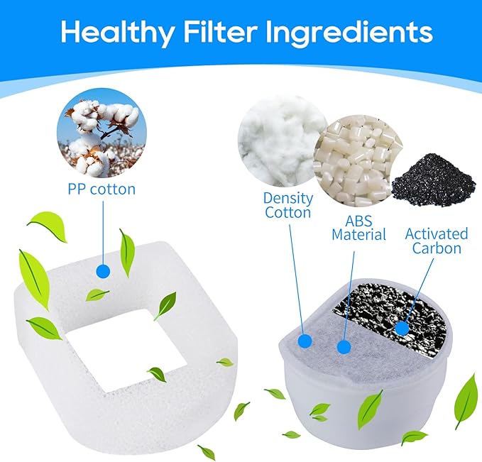 12+12 Pack Cat Water Fountain Filter, Pre-Sponge & Replacement Carbon Filters Compatible with Petsafe for Drinkwell Fountain Avalon Pagoda Seascape Pet Fountains