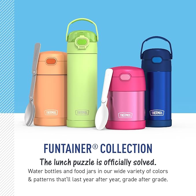 THERMOS FUNTAINER Water Bottle with Straw - 12 Ounce - Kids Stainless Steel Vacuum Insulated Water Bottle with Lid, Rainbow Dreams