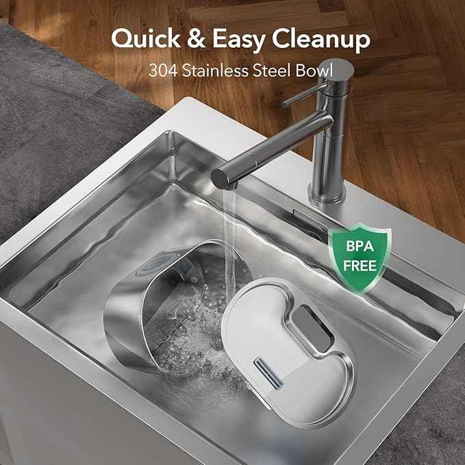 Cat Water Fountain Stainless Steel 108oz/3.2L:Battery Operated Wireless Cat Fountains for Drinking Indoor, Automatic Pet Water Dispenser with Ultra Quiet Pump,Multi-Filtration,Easy Clean BPA-Free