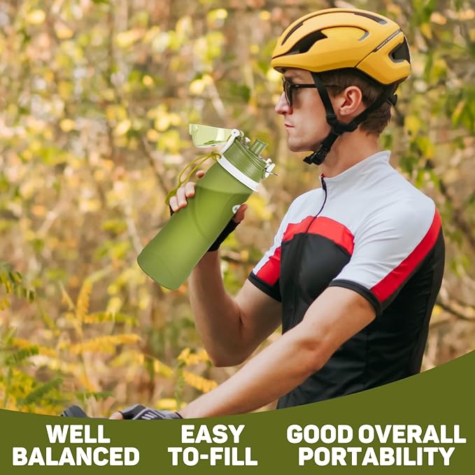 Kemier Collapsible Silicone Water Bottles-750ML,Medical Grade,BPA Free Travel Water Bottle Can Roll Up,26oz,Leak Proof Foldable Sports & Outdoor Water Bottles