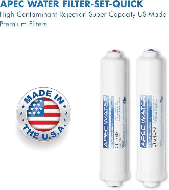 APEC Water Systems FILTER-SET-QUICK US Made Double Capacity Replacement Filter Set For Ultimate Series Reverse Osmosis Water Filter System Stage 1-2