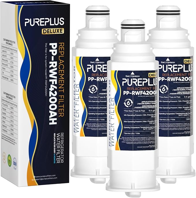 PUREPLUS Replacement for Samsung HAF-QIN/EXP,DA97-08006C,RF28R7351SG,RF28R7201SR, RF28T5001SR,RF24R7201SR,RS27T5200SR，RF23M8590SG,Refrigerator Water Filter,Reduces PFOA/PFOS & Chlorine,3 Pack