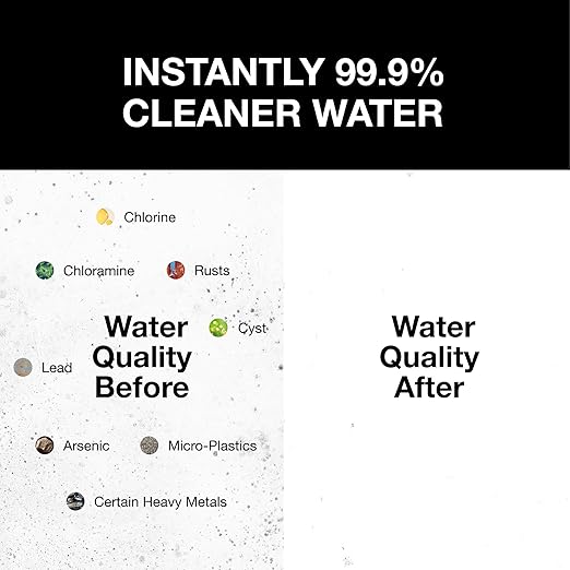 Filterbaby Skincare Filter 2.0, Bathroom Sink Filter Faucet for Men and Women’s Skin Care, 99.9% Chlorine Removal – 0.000001 mm Carbon Fiber, Clinically Tested, Skin Hydration in 2 Weeks (Shiny Gold)