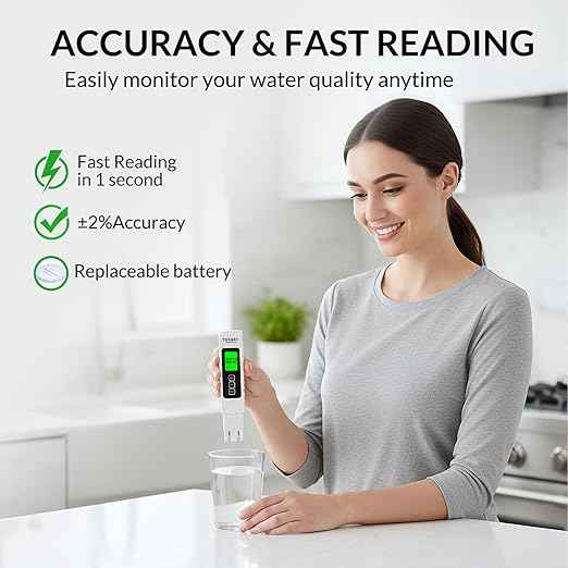 TDS/EC/Temperature(°C,°F) 4-in-1Water Meter, Portable Digital Water Tester for Drinking Water, Hydroponics, Aquariums, Pool | 0-9999 ppm Meter | Backlit LCD (4IN1)