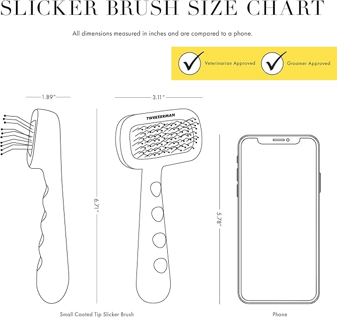Tweezerman Dog and Cat Slicker Brush for Small Pets, Grooming Brush with Coated Bristles to Prevent Scratching and Ergonomic Handle - AquaVibe