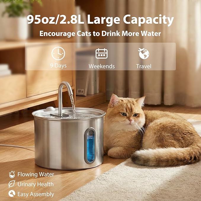 Cat Water Fountain Filter, Multi-Stage Filtration Replacement Filter (6 Filter+6 Sponges+1 Brush)