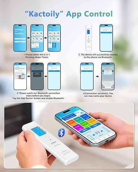 6-in-1 Smart Water Tester for Drinking Water with APP Monitoring, Digital Water Testing Kit for TDS Meter, EC, Temp, TOC, COD, UV275, Professional Water Tester for Home, Well, Tap & Outdoor.