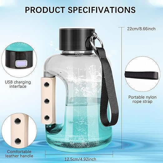 Hydrogen Water Bottle 1.5L Hydrogen Water Bottle Generator, Portable Ionizer Water Bottles Rechargeable, Gift for Home/Office/Travel(White)