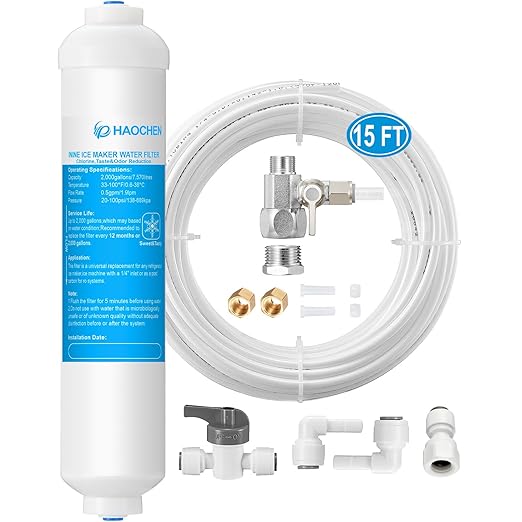 Inline Water Filter Kit for Ice Maker and Refrigerator,Include Feed Water Valve,1/4