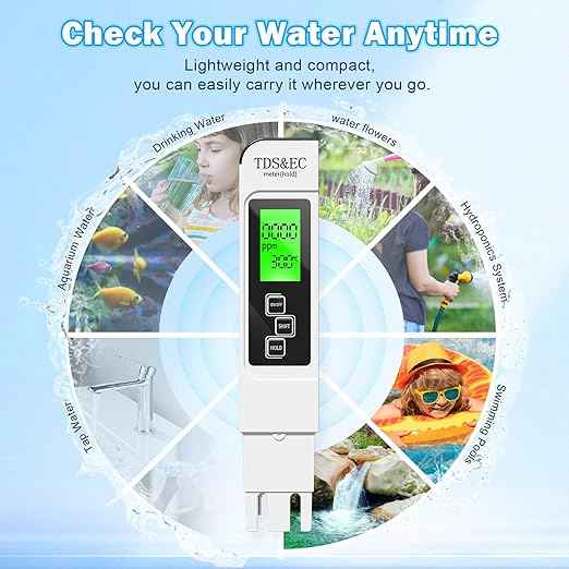 Water Testing Kits for Drinking Water- 4 in 1 TDS Meter TDS EC & Temperature(°C,°F) Meter,Accurate & Reliable Digital Tap, Well, Swimming Pool,Hydroponics, Aquarium, RO/DI System