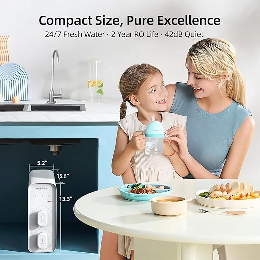 600GPD Reverse Osmosis System, MIZUDO Pureflo 8-Stage Tankless Reverse Osmosis Water Filter, NSF/ANSI 372&58&42 Certified, 3:1 RO Filtration System Under Sink, Leak-Free, Quiet, Reduce PFAS&Fluoride