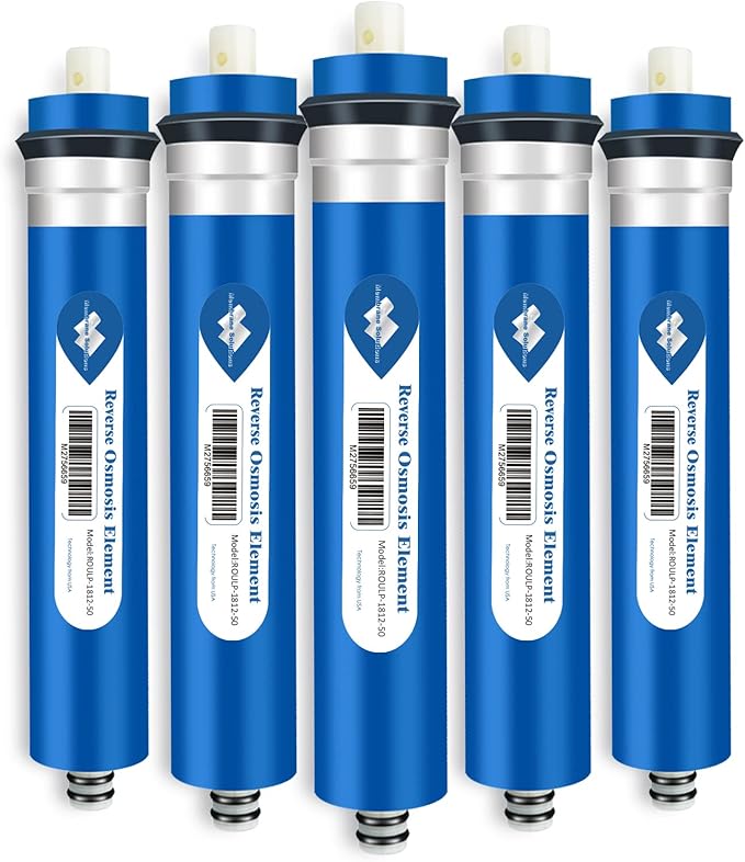Membrane Solutions Reverse Osmosis Membrane 50 GPD 11.75"x1.75" RO Membrane Water Filter Replacement Fits Under Sink RO Drinking Water Purifier System 5-Pack