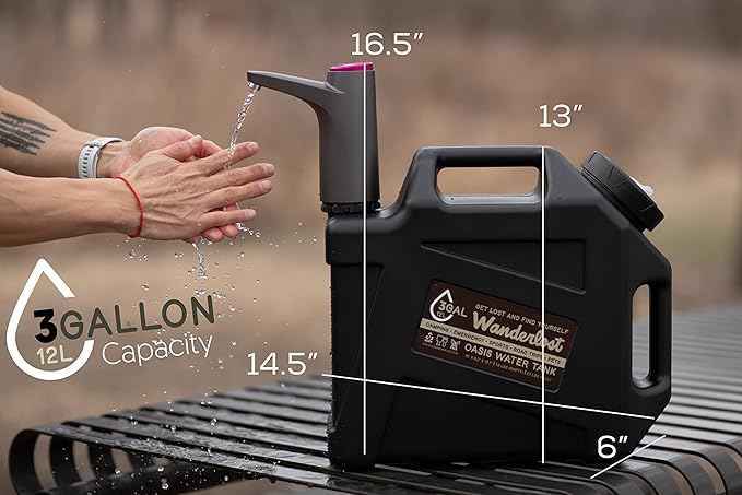 Portable 3 Gallon Water Tank with USB Rechargeable Water Pump Faucet, Food Grade Materials, Great for Camping, Overlanding, Sports, Emergencies, Sports, and More