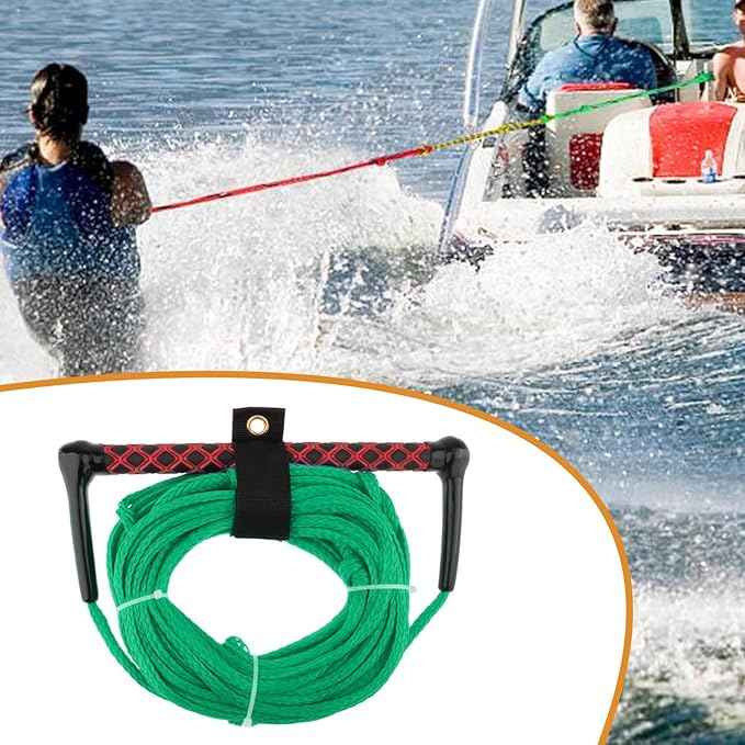 Water Ski Rope Wakeboarding Tow Line with Handle Grip Heavy Duty Water Ski Tow Rope Wakeboard for Surfing Accs, Green Rope