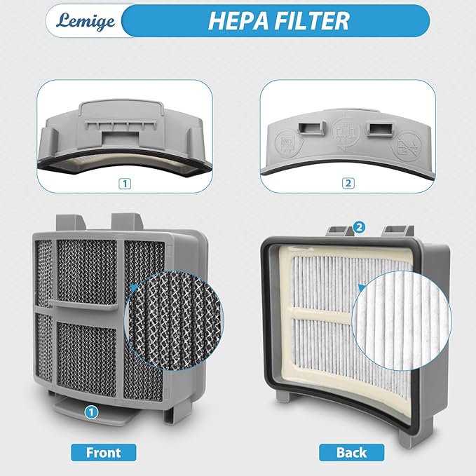 Lemige 39883 3418 3402 3774F Filter for Bissell SurfaceSense 3418 3415 Pet Hair Eraser 39883 3774F 3774 3774G 3775 MultiClean 3402 3409 PowerLifte 3404 Vacuum Cleaners, 1635630&1635629