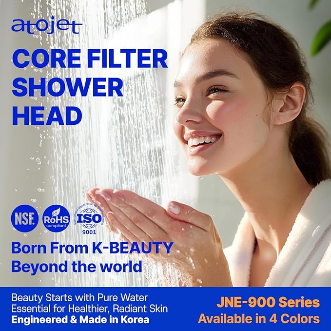 Core Shower Filter Shaped by Korea’s Beauty History - Pure Carbon Filters for Softer Skin & Smoother Hair | Carbon Composite Filter | 6 Month Set (JNE900N-SET-8MO)
