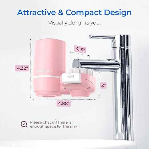 Waterdrop Sink Filter Water Faucet for Skin Care, Bathroom Faucet Filter, 320 Gallons, NSF Certified Water Purifier, 0.01μm Ultra-Filtration System, Reduces Chlorine Lead-Free Material, 1 Filter Pink - AquaVibe