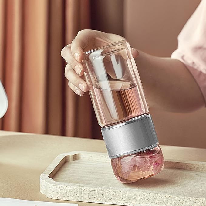 Niiyen Tea Infuser Bottle Glass Tea Tumbler with Infuser 420ml Double Layer Stainless Steel Leakage Proof Water Bottle for Loose Leaf Tea for Office Travel Home(Stainless steel)