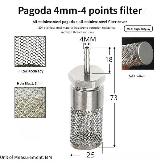 304 Stainless Steel Water Pump Filter Hose End Strainer Barbed Inline Mesh Screen, Assorted Sizes for Pressure Washer Garden RV Prevents Debris Clogging,1pcs(4mm 1/2 Inch)