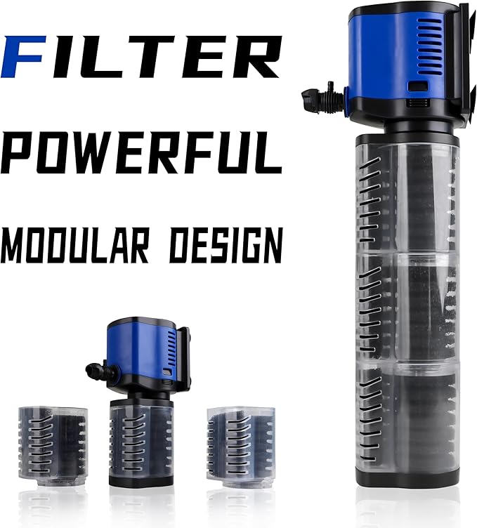 COOSPIDER Aquarium Filter Pond Filter for 100-300 Gallon, 660GPH Powerful Filtration Pump, Submersible Canister Filters for Fish Tank, Turtle Tank, Cold Plunge, Ice Bath Tub, Wavemaker, Oxygen Supply - AquaVibe