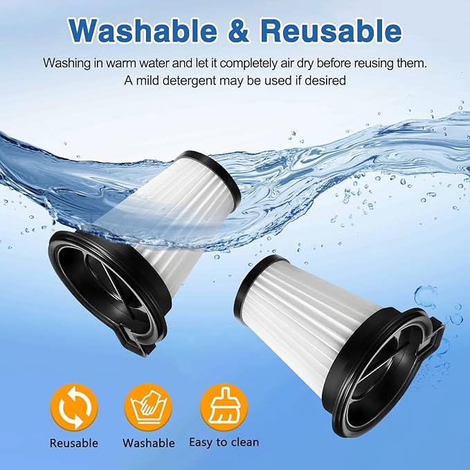 6 Pack HEPA Filter Compatible with Wyze Cordless Vacuum Cleaner, Replacement Filters for Wyze Handheld Vacuums & WCVRHF, Washable & Reusable for Wyze Vacuum ﻿ - AquaVibe