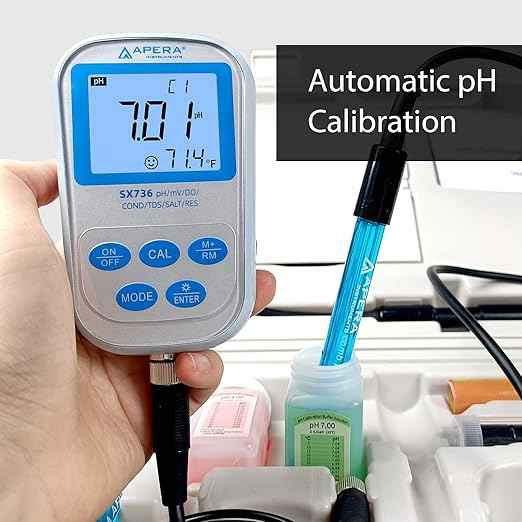 Apera Instruments SX736 pH/DO/Conductivity/TDS/Salinity/Resistivity Portable Handheld Multiparameter Meter Kit