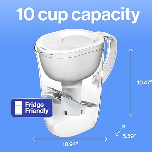 Brita Large Water Filter Pitcher for Tap and Drinking Water with SmartLight Change Indicator, Includes 1 Standard Filter, BPA-Free, Lasts 2 Months, 10-Cup Capacity, Bright White