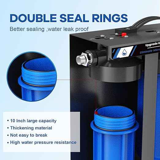 RV Water Filter System,5-Stage Water Filtration for Rvs and Campers, 0.01 Micron Filters Out Sediments, Chlorine, Vocs, Heavy Metals, Odors for Travel Trailers, Boats, 1/2" Inlet/Outlet
