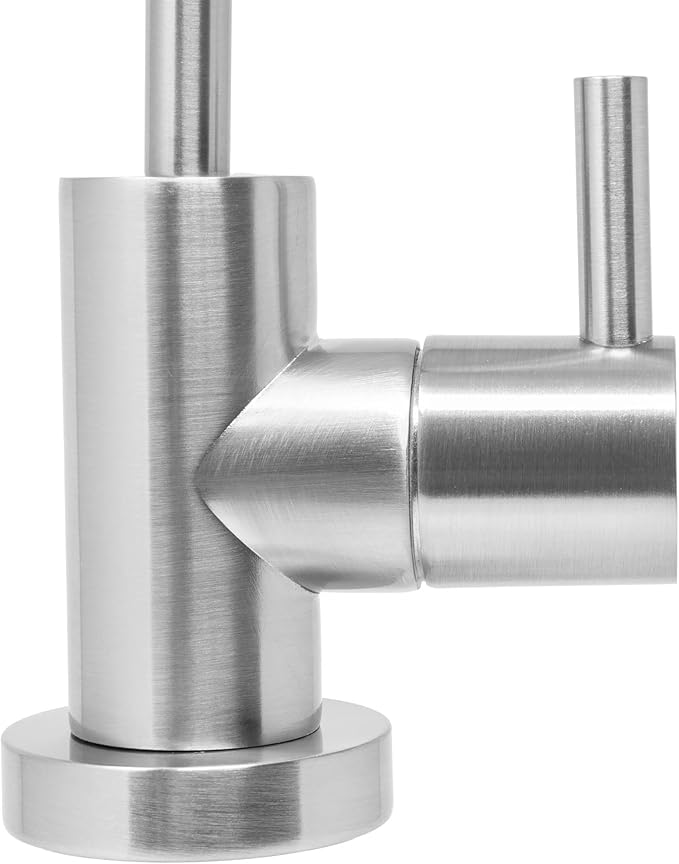 Non Air Gap RO Drinking Water Filtration System Water Dispenser Spout (Brushed Nickel) Euro Style with Drinking Water Faucet Wrench. NSF Certified.