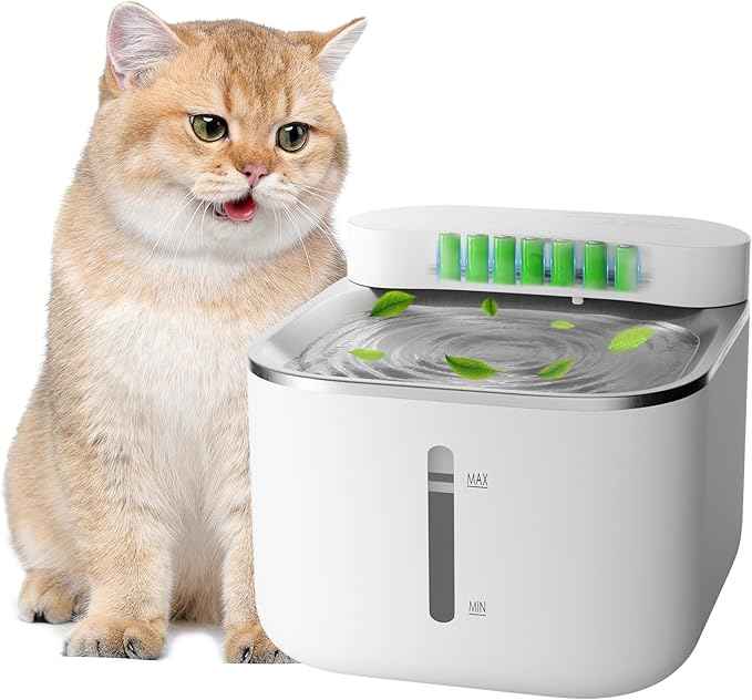 Upgraded Wireless Cat Water Fountain, 3.3L (113oz) Smart Motion-Sensing Automatic Pet Fountain, 6800mAh Battery, Whisper-Quiet & Easy to Clean