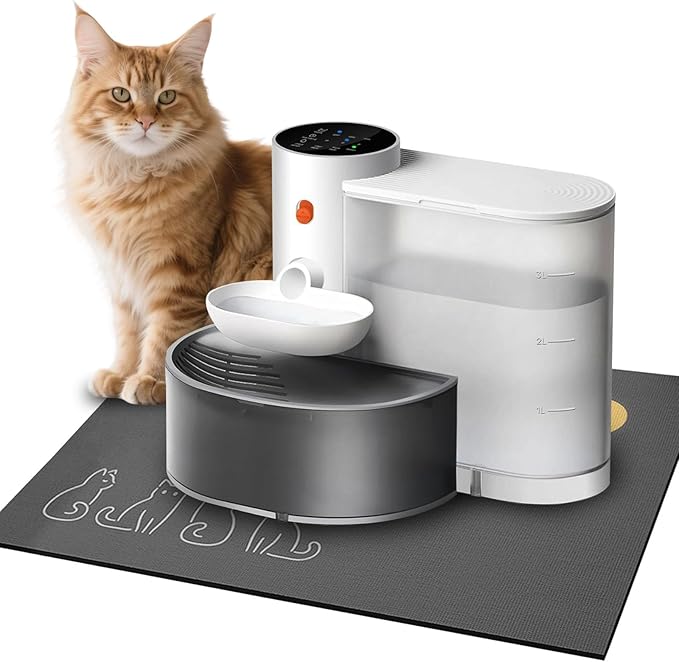 Smart Pet Water Fountain, 3.5L/118oz Large Capacity Automatic Water Dispenser Filterless Wireless Cat Water Fountain for Cats & Small Dogs, Ultra-Quiet with Water Absorbent Pad