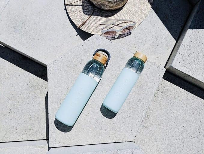 Soma Glass Water Bottle with Silicone Sleeve, BPA-Free, Mint, 25oz
