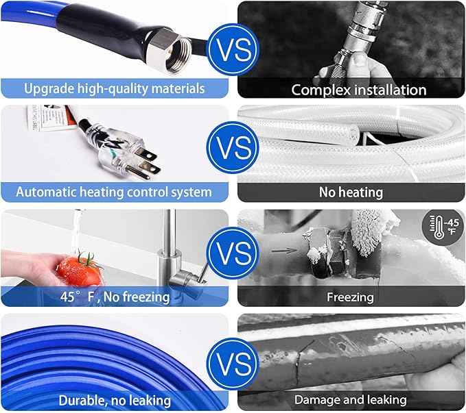 30FT (15-100FT) Heated Water Hose for RV,-45 ℉ Antifreeze 4.0 Upgraded Heated Water Hose，Rv Hoses with Fittings, Rv Accessories