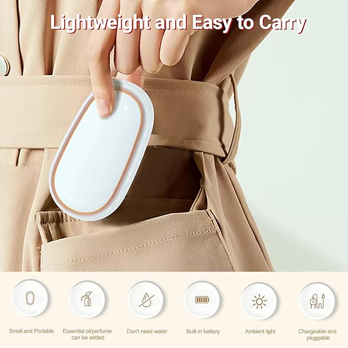 Travel Mini Diffuser for Essential Oils Multifunction Waterless Mini Car Aromatherapy Diffuser for Room Office Bedroom(White)