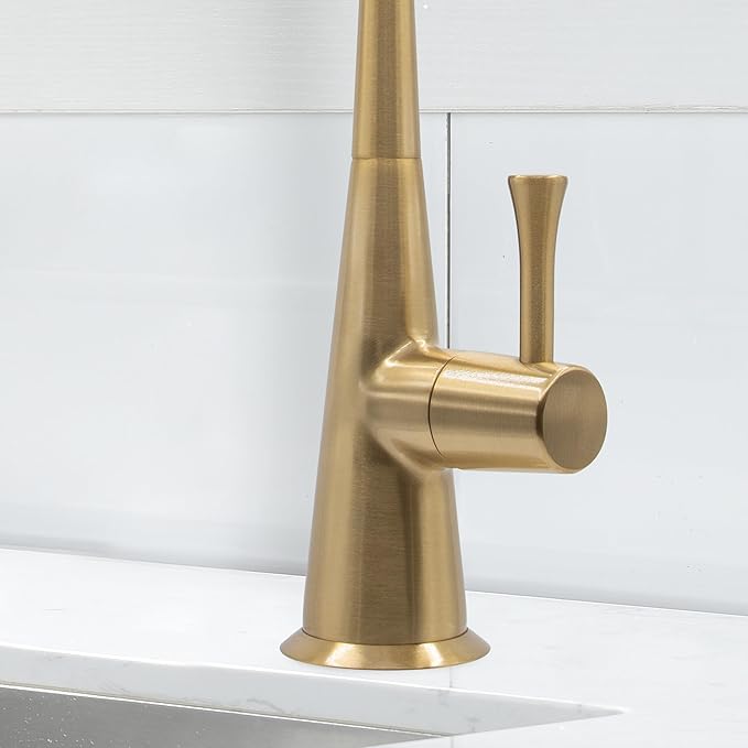 Metpure Non-airgap Brass RO Faucet Reverse Osmosis Drinking Water Filtration System Water Dispenser Spout. Contemporary Style. Include Wrench and Faucet Adapters. Brushed Gold.
