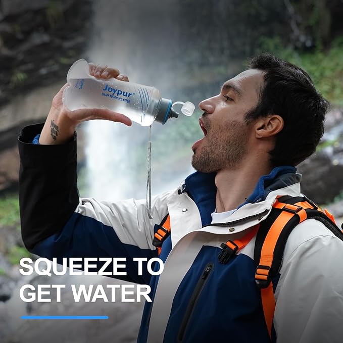 Water Filter Survival - 1000ml Collapsible Water Bottle with Filter Squeeze Filter Bottle Befree or Peak Series for Hiking Backpacking Camping,With NSF/FDA Certification BPA-Free(White)