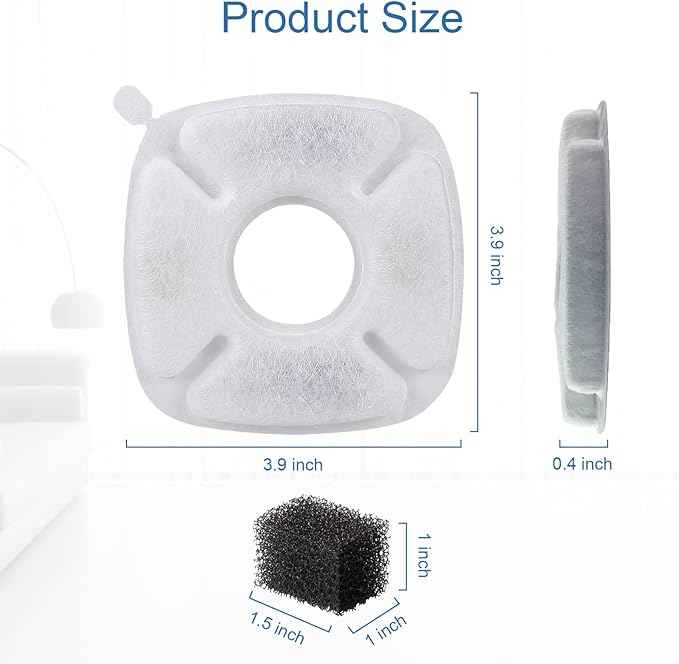 SORON Cat Water Fountain Filter, Compatible with veken 95oz/2.8L Pet Fountain Replacement Filters, 20 Sponges and 20 Water Filters for Cat Fountain Dog Bowl Dispenser